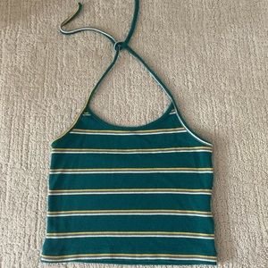 Halter cropped top, striped